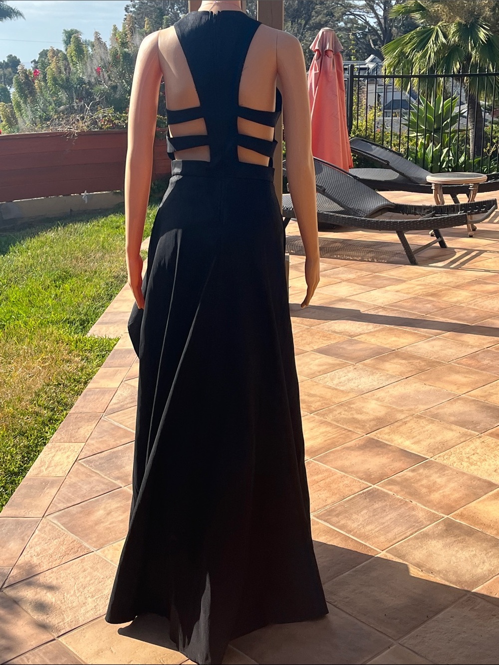 Black Gown with mesh detail and side cutouts - Picture 7 of 10
